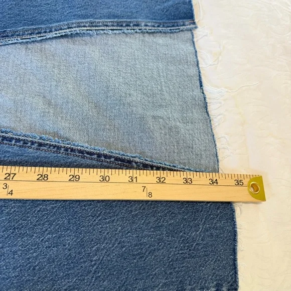 NWT American Eagle Denim Maxi Skirt Size 4 27W Low Rise Front Slit Raw Hem Y2K - Picture 9 of 9